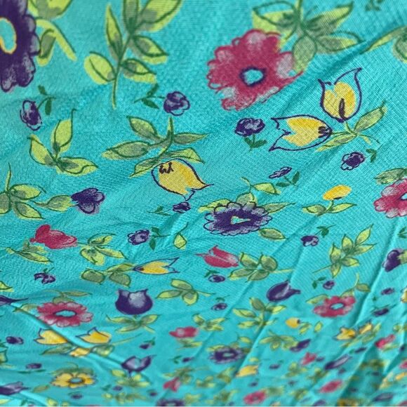 HANNA ANDERSSON Vintage 90s Teal Floral Print Maxi Dress - Picture 8 of 11